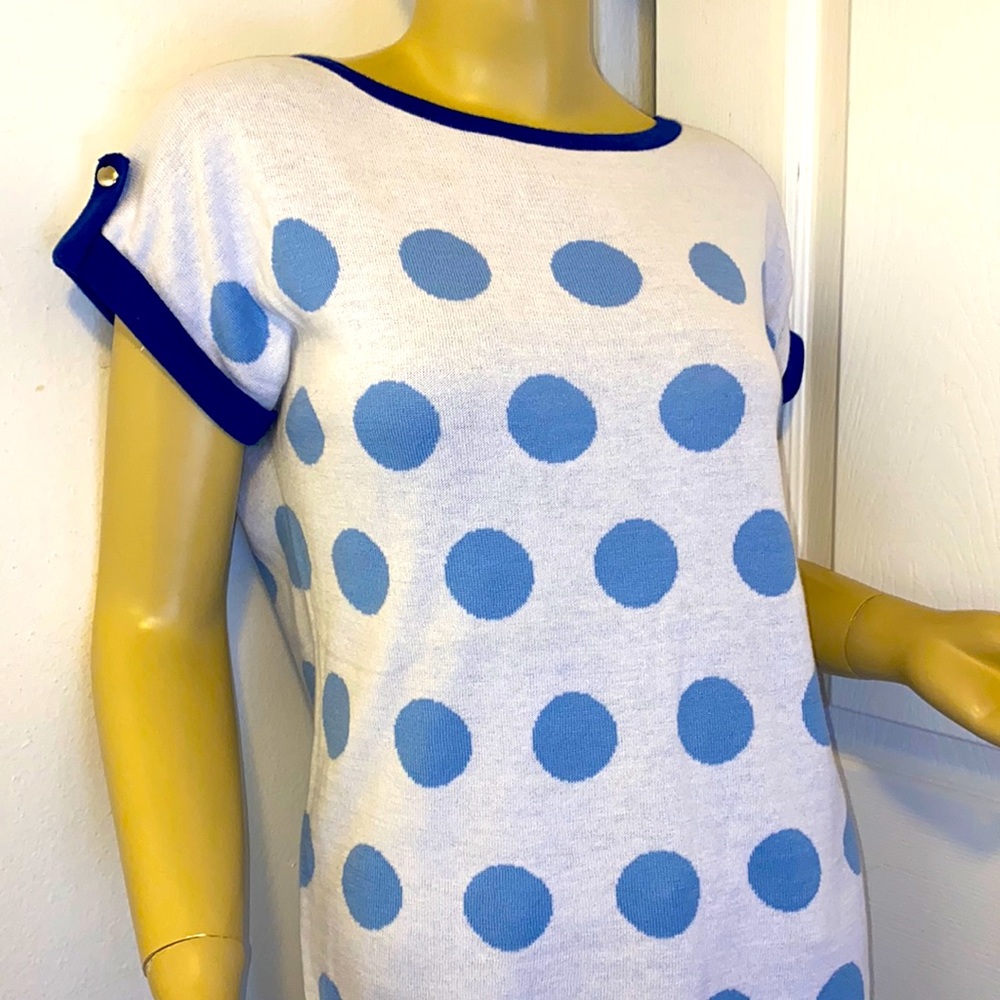 New Joseph A Short Sleeve Dotted Knit Cotton Top